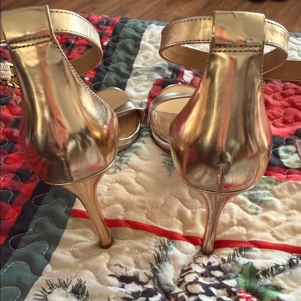 Tory Burch Metallic Gold Ankle-Strap Stiletto Heels